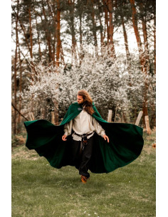 Capa medieval de lana modelo Tjark, color verde 2