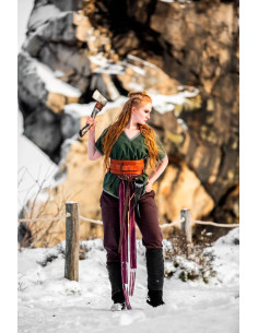 Katoenen Vikingriem, model Caja, rood 2