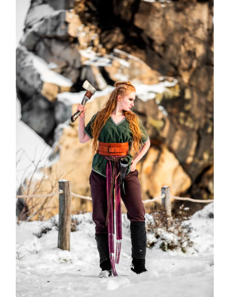 Katoenen Vikingriem, model Caja, rood