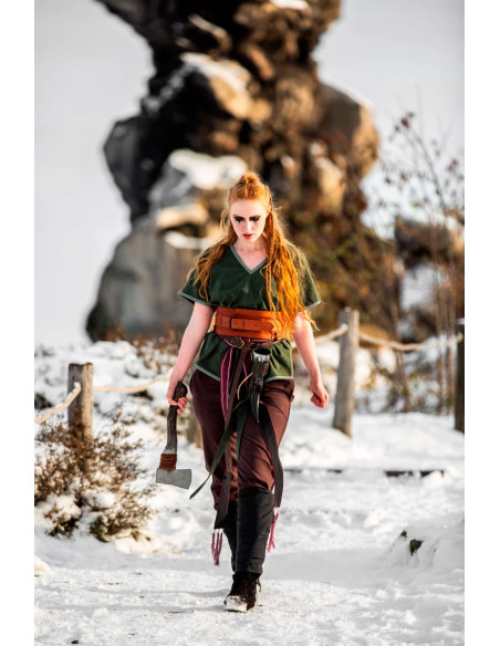 Katoenen Vikingriem, model Caja, rood