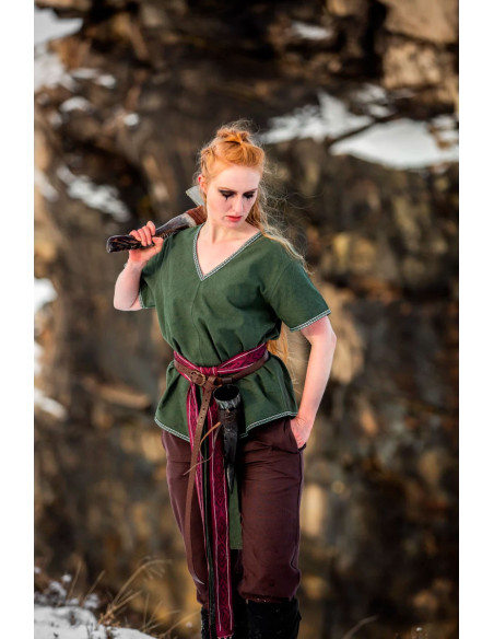 Katoenen Vikingriem, model Caja, rood