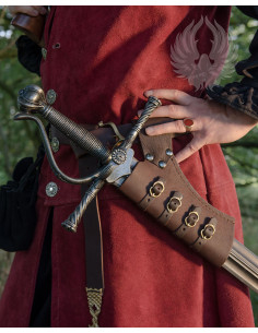 Tahalí medieval en cuero para espadas modelo Volkmar 2