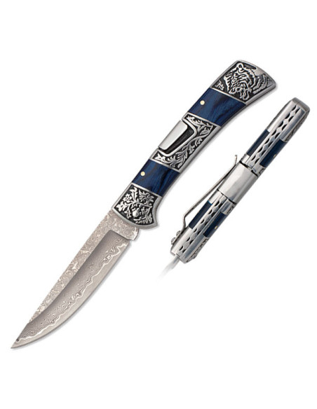 Merk Albainox mes damascus blauw...