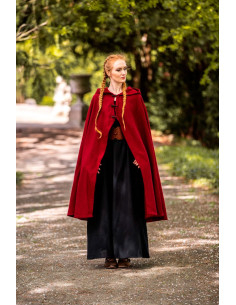 Korte middeleeuwse cape voor dame model Marie, rode kleur