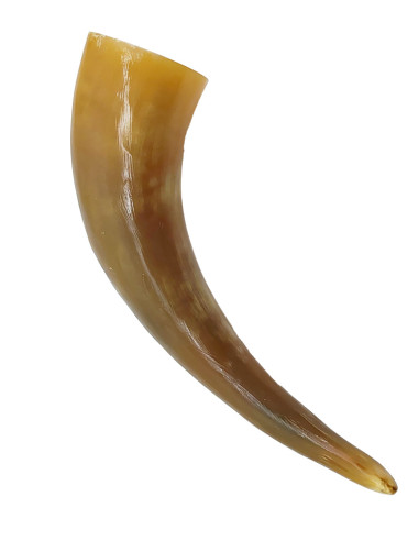 Naturligt horn med brun læder baldric (300-500 ml.)