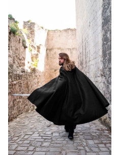 Capa medieval de lana modelo Tjark, color negro 2