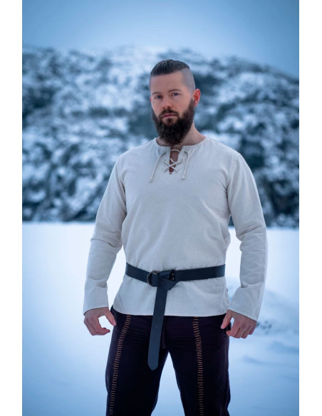 Læderbælte med ring, sort