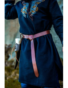 Leren riem met Keltische print, bruine kleur