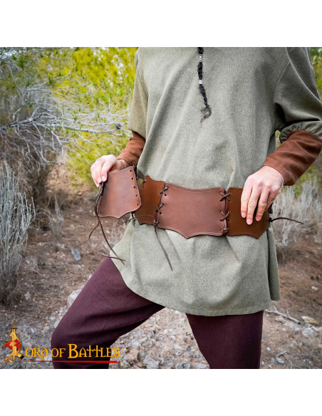 Dubbele leren krijgersriem (111,8 cm.)