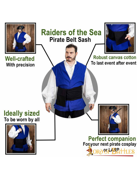 Middelalderlig Pirate sort kanvas bælte