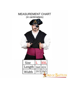 Mittelalterlicher Piratengürtel aus burgunderfarbenem Canvas 2