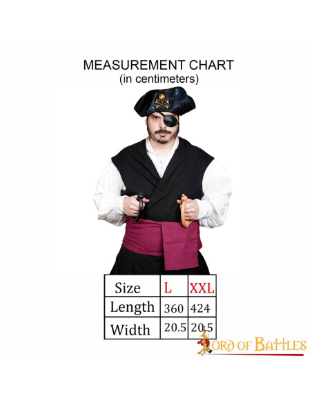 Cinturón medieval Pirata lona burdeos