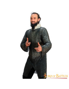 Milde stalen maliënkolder platte ring Hauberk model (9 mm.)