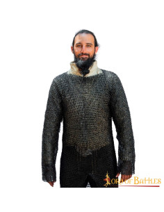 Milde stalen maliënkolder platte ring Hauberk model (9 mm.) 2