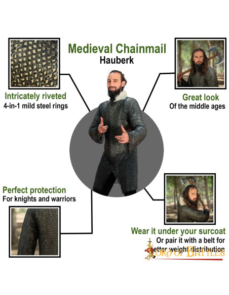 Milde stalen maliënkolder platte ring...