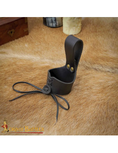 Mittelalterlicher Lederband für Hörner, schwarz