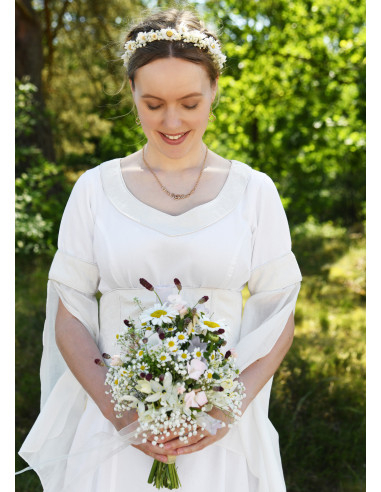 Middeleeuwse trouwjurk met lijfje, naturel wit