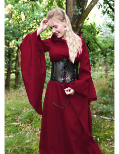 Vestido medieval largo mangas trompeta, color rojo