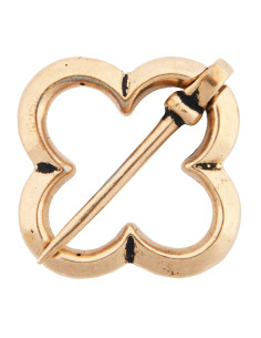 Broche medieval modelo Trebol, plata y bronce
