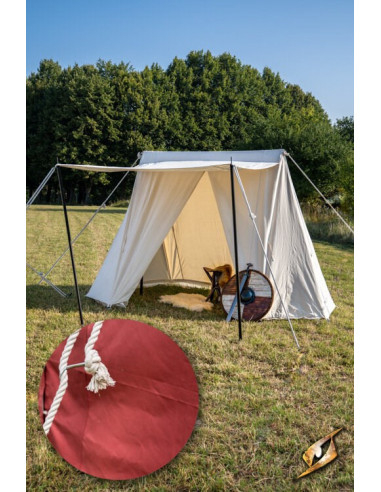 Middelalderligt rødt telt til uforfærdede krigere, 2 x 4 meter. (kompakt version)