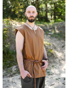 Túnica medieval sin mangas modelo Clement, marrón 2