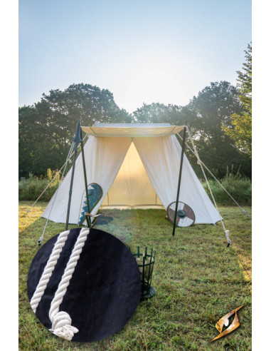 Schwarzes mittelalterliches Zelt für Krieger, 3 x 5 Meter. (Kompakte Version)