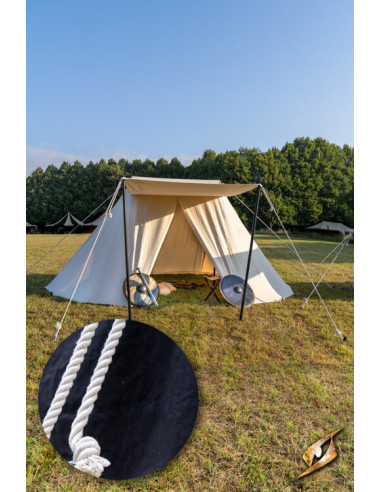 Schwarzes mittelalterliches Zelt für Krieger, 4 x 6 Meter. (Kompakte Version)