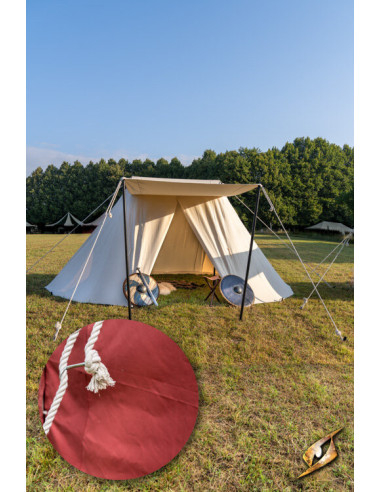 Middeleeuwse rode tent voor krijgers, 4 x 6 meter. (Compacte versie)