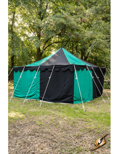 Carpa medieval marquesina, negro-verde 4 x 4 mts (Versión Compacta)