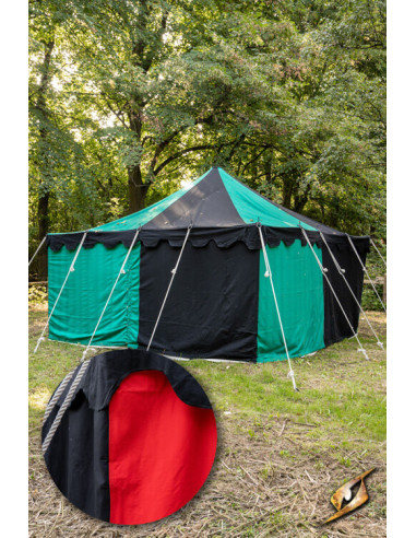 Middeleeuwse partytent, zwart-rood 4 x 4 meter (compacte versie)