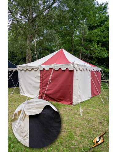 Middeleeuwse partytent, naturel-zwart 4 x 4 meter (compacte versie)