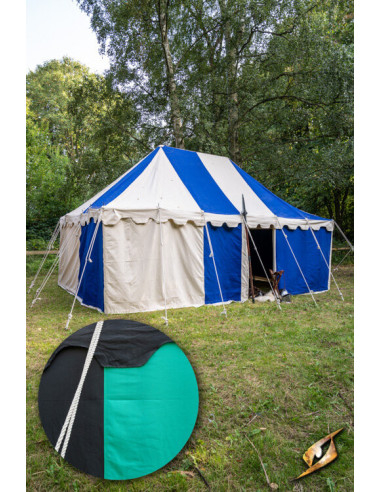 Middeleeuwse partytent, zwart-groen 4 x 6 meter. (Compacte versie)