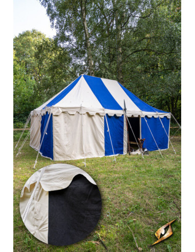 Middeleeuwse partytent, naturel-zwart 4 x 6 meter. (Compacte versie)