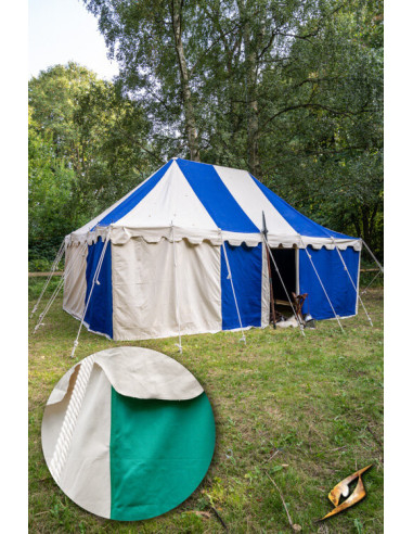 Middeleeuwse partytent, naturelgroen 4 x 6 meter. (Compacte versie)