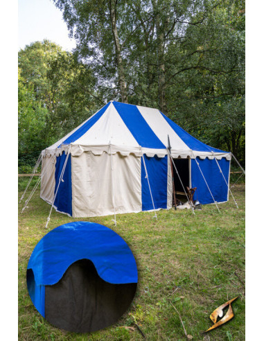 Middeleeuwse partytent, zwart-blauw 4 x 6 meter. (Compacte versie)