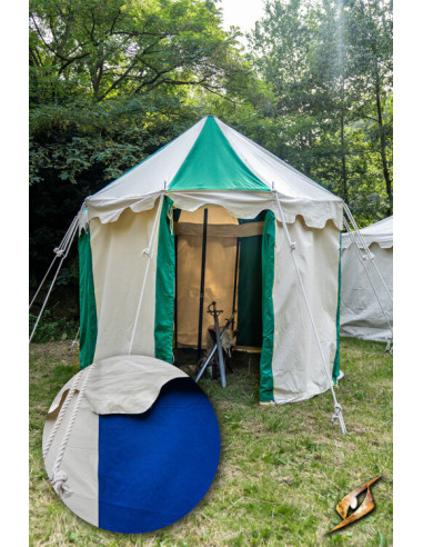Paviljoen middeleeuwse tent, naturelblauw 3 meter. (Compacte versie)