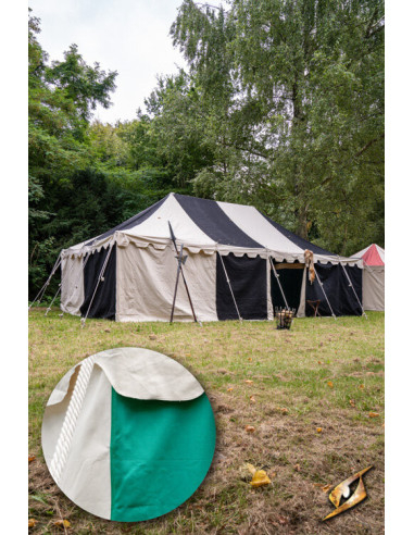 Carpa medieval marquesina, natural-verde 5 x 8 mts. (Versión Compacta)