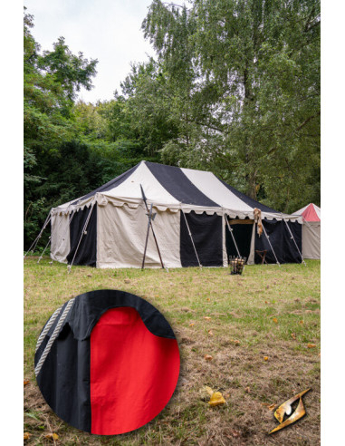 Carpa medieval marquesina, negro-rojo 5 x 8 mts. (Versión Compacta)