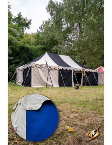 Middeleeuwse partytent, naturelblauw 5 x 8 meter. (Compacte versie)