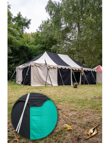 Middeleeuwse partytent, zwart-groen 5 x 8 meter. (Compacte versie)