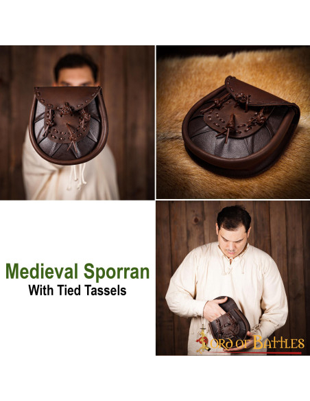 Bolso riñonera medieval cuero con...