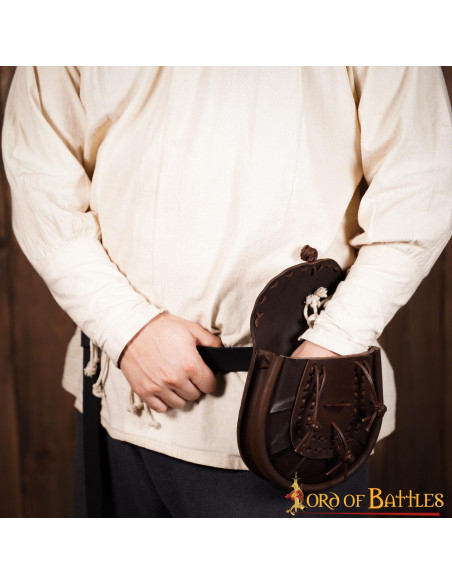 Bolso riñonera medieval cuero con...