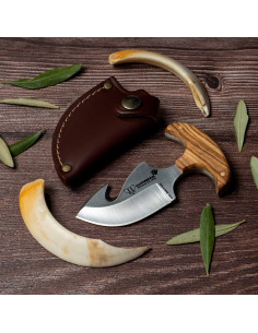 Cuchillo desollador, skinner, mango olivo 2