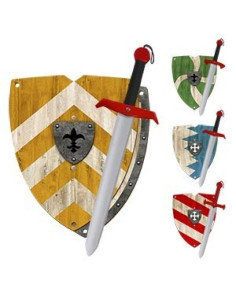Set medieval de madera espada y escudo, para niños