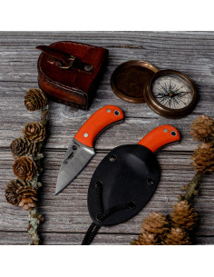 Cudeman orange håndtag Yoda knive, kydex skede