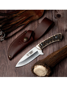 Cuchillo desollador asta ciervo, hoja 10,5 cms.