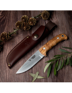 Cuchillo de caza mango olivo, hoja 11 cms.
