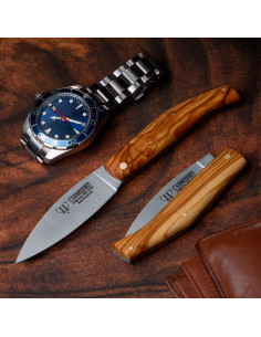 420 stalen mes, olijf handvat, lemmet 8 cm.