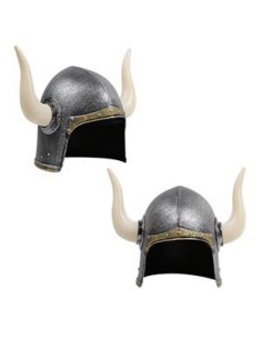 Casco vikingo con cuernos, de plástico para niños