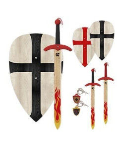 Kreuzschild-Set mit Flammenschwert und Baldric, für Kinder